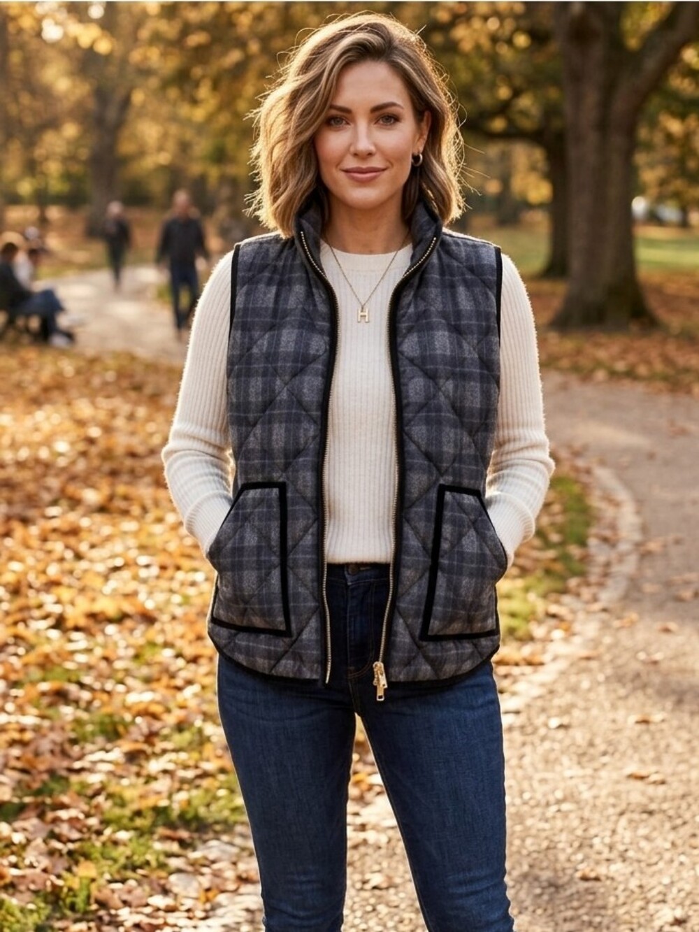 J. Crew Puffer Down Vest Full Zip Womens Size Large Sleeveless Adult